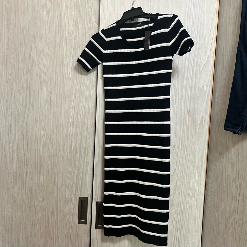 Tahari Black and White Striped Dress